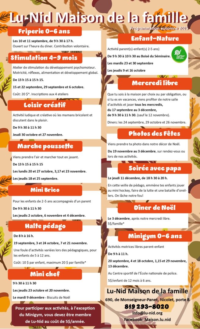 Automne 2025 programmation